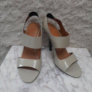 Michael Kors Lite Beige Patent Leather Sandals Heels Size 8M